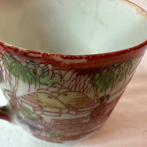 Vintage Antique Japanese Geisha Ware red porcelain demitasse cup … - Picture 9 of 16